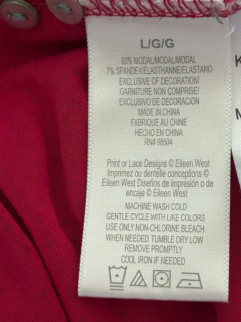 Eileen West Long Magenta Polka Dot Long Sleeve Nightgown Size Large - Picture 10 of 10